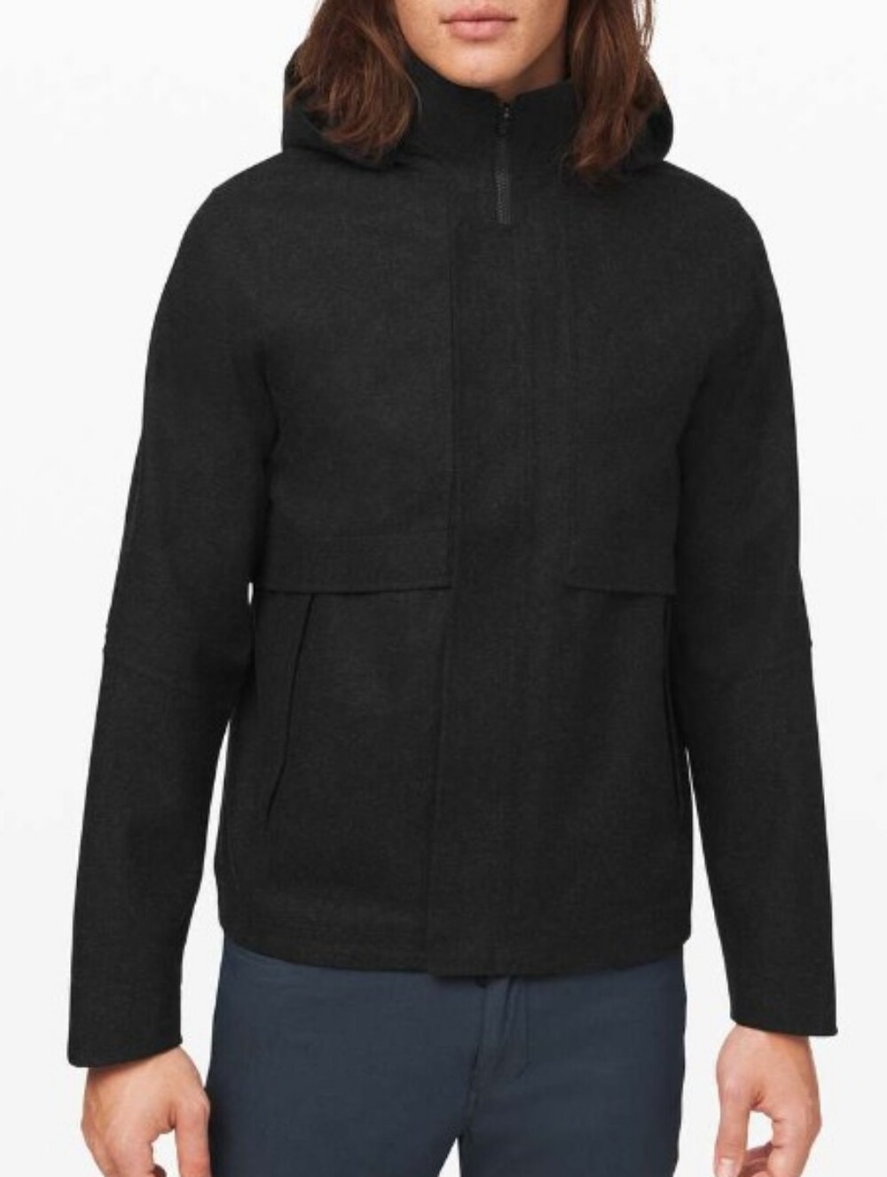 Lululemon Men's Storm Break Waterproof Wool Jacket, Black Heather Full-Zip L.